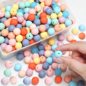 Lyrow 500 Pcs 15mm Silicone Beads 50 Mixed Round Silicone Beads Bracelet Making Kit Focal Beads Loose Beads for DIY Craft Necklace Jewelry Bracelet Lanyard Keychain Making