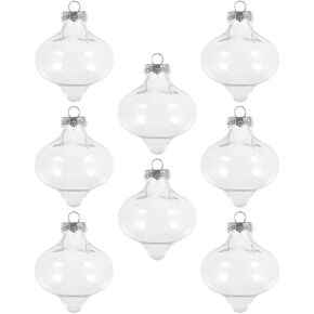 Ciieeo 8 Pcs Clear Plastic Fillable Ornament Balls Light Bulb Shape Bottles Christmas Bauble Ball Tree Hanging Ornament for DIY Craft Christmas Wedding Party Home Decor