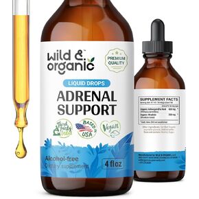 Adrenal Health Daily Support - Natural Adrenal Strength Supplement for Women & Men - Adrenal Liquid Drops Complex with Organic Rhodiola & Ashwagandha Root - Vegan Tincture - 4 Fl. Oz.