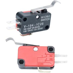 20-Pack V-152-1C25 Miniature Micro Limit Switch Momentary SPDT Snap Action Hinge Lever Type