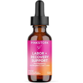 Pink Stork Labor Prep and Recovery Tincture with Red Raspberry Leaf - Natural Third Trimester & Postpartum Essentials, 9 Herbs for Gentle Birth, Uterine Support, & Hormone Balance - 2 oz