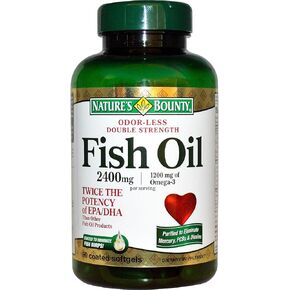 Nature's Bounty Fish Oil 2400 mg Double Strength Odorless 90 Softgels (Pack of 3)