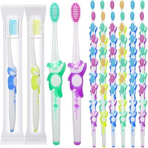 Bokon 300 Pcs Toothbrush for Kids Individually Wrapped Soft Disposable Toothbrush Bulk Panda Manual Toothbrush Travel Childrens Toothbrush with Bristle Rubber Handle for School Daycare Oral Hygiene