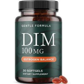 DIM Supplement 100 mg | Estrogen Balance for Women & Men | Diindolylmethane for Hormone Balance, Hormonal Acne, Menopause & Antioxidant Support | with MCT Oil & Vitamin E | Gentle Softgels | 30 Ct.