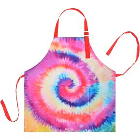 Kid Girls Boys Apron, Adjustable Kitchen Cooking Chef Apron with Pocket for Cooking Baking Art Painting Gardening,Tie Dye, 6-12Years