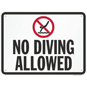 SmartSign 18 x 24 inch “No Diving Allowed" Metal Sign with Symbol, 80 mil Laminated Rustproof Aluminum, Red, Black and White
