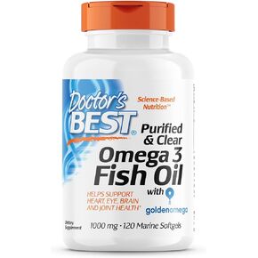 Doctor's Best Purified & Clear Omega 3Fish Oil, No Reflux, Supports Heart, Eyes, Brain & Joint Health, 120 Count (Pack of 1)