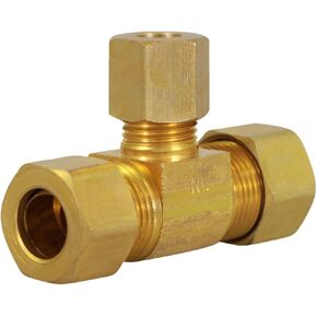 D64S-383814-OM Compression Tee Pipe Fitting 3/8" X 1/4" OD. Connection No Lead Brass, 3/8" X 3/8" X