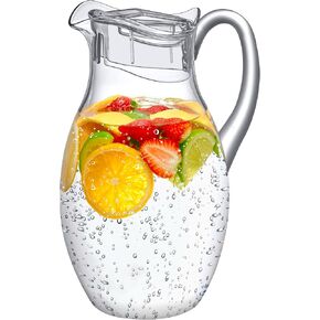 Amazing Abby - Bubbly Grand - Acrylic Pitcher (96 oz), Clear Plastic Water Pitcher with Lid, Fridge Jug, BPA-Free, Shatter-Proof, Great for Iced Tea, Sangria, Lemonade, Juice, Milk, and More