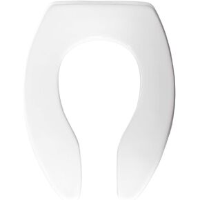CHURCH 9500SSCT 000 Commercial Open Front Toilet Seat without Cover and Stainless Steel Self-Sustaining Hinges, ELONGATED, Plastic, White