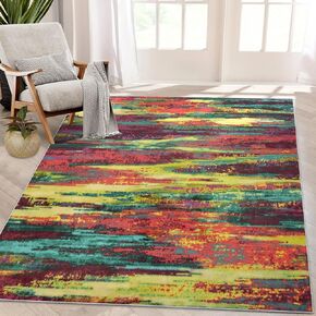 Zacoo Runner Rug 2x6 Rug Washable Rugs Runners for Hallways Abstract Rugs for Bedroom Non Slip Kitchen Mat with Rubber Backing Modern Area Rug Indoor Mats for Front Door Entry 2'x6' Blue Multi