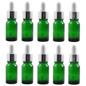 10PCS 10ml Empty Refillable Glass Dropper Bottle Jars with Glass Eye Dropper Essential Oil Perfume Aromatherapy Vial Pot Storage Container with White Dropper