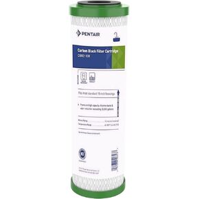 Pentair Pentek CBR2-10R Carbon Water Filter, 10-Inch, Under Sink Carbon Block Multi-Media Replacement Cartridge with Built-In Flow Restrictor, 10" x 2.5", 0.5 Micron