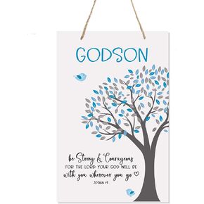 LifeSong Milestones Baptism Christening Modern Rope Tree Sign for Son Daughter Godchild Godson Goddaughter Child First Holy Communion Gift Mother Father Godparents 8"x 12" (On This Day)