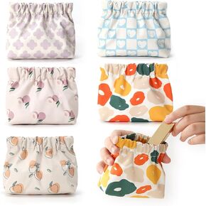 Sanitary Napkin Storage Bags,5 PCS Tampon Bag for Purse,One-Handed Opening with Built-In Popper, Waterproof Oxford, Hide Feminine Products Sanitary Napkins and Tampons, Lipstick, Tissue Paper