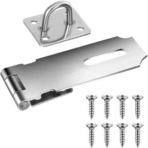 Door Locks Hasp Latch 4 Inch Lock Latch Stainless Steel Hasp Lock Extra Thick Door Hasp Locking Hasp Door Hasp Latch Gate Lock Hasp with Screws for Fence Doors Cabinets Closets Sliver
