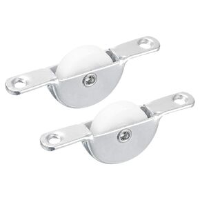 uxcell 25mm Sliding Door Nylon Pulley Furniture Roller Wheels for Screen Door Wardrobe Cupboard Closet, 2Pcs, White Silver Tone
