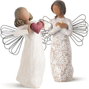 Willow Tree with Love Angel Figure Plus Remembrance (Darker Skin) Angel Figure, Sculpted Hand-Painted 2 Piece Set