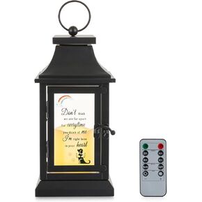 Romadedi Memorial Lantern Loss of Dog - Sympathy Gifts Pet in Memory Gift for Dogs Passing Away Remembrance Funeral Personalized Black Metal Lanterns with LED Candles