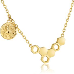 SOITIS Urn Necklaces for Ashes for Women Men Stainless Steel Cremation Jewelry for Ashes,Hollow Pendant Honeybee Ashe Keepsake Urns,Golden hollow honeycomb Necklace