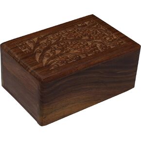 Tree of Life Hand-Carved Rosewood Urn Box - Small