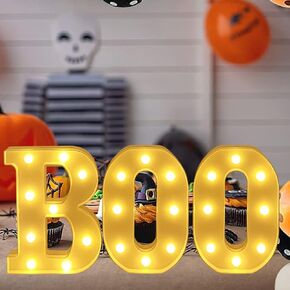 Halloween Light up Letter Decoration-LED Light up Letter "BOO" Sign Light for Halloween Outdoor Family Room Kitchen Fireplace Tabletop Party Decoration Supplies