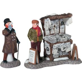 Department 56 Dickens' Village London Newspaper Stand Accessory Figurine (Set of 2) , 3.2 Inch