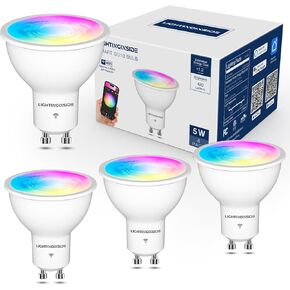 GU10 Smart Light Bulbs 50W Equivalent, 38°Beam Angle, Smart Bulb Compatible with Alexa/Google Assistant/Smart Life, 5W 420LM, Spotlight Track Light, 2.4GHz WiFi, ETL Listed, 4 PCS