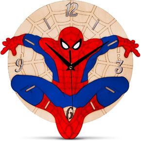 ساعة حائط للأبطال الخارقين للأطفال، ساعة حائط خشبية بدون إطار مقاس 12 بوصة، ساعة تناظرية صامتة تعمل بالبطارية، ديكور حائط منزلي لغرف النوم والمكتب، لوازم حفلات أعياد الميلاد للأولاد والبنات in Kuwait