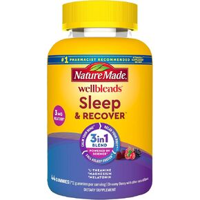 Nature Made Wellblends Sleep and Recover, Sleep Aid with Melatonin 3mg to Support Restful Sleep, plus L theanine 200mg and Magnesium Citrate, 44 Gummies