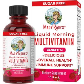 Multivitamin for Women Men & Kids by MaryRuth's | No Added Sugar | Morning Raspberry | Liquid Vitamins for Adults & Kids | Mens, Womens Multivitamin | Energy & Beauty Booster | 16-1 Fl Oz Bottles