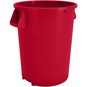 SPARTA Bronco Waste Container Trash Container, Round Trash Bin for Disposal, 32 Gallons, Red, (Pack of 4)