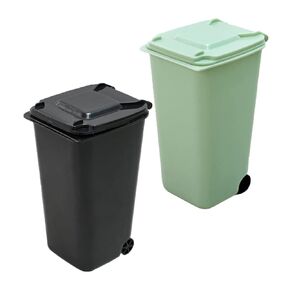 Desktop Miniature Trash Can, Polypropylene Material, Swing-Lid Opening Mechanism, Assorted Colors, 2pcs