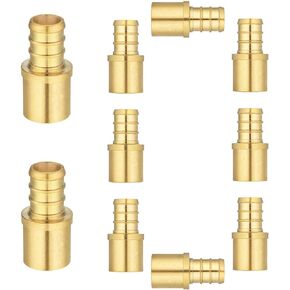 (10 Pack) Lidertik Copper to Pex Fittings 1/2 inch, 1/2" Pex F1807 x 1/2" Male Sweat Adapter Brass