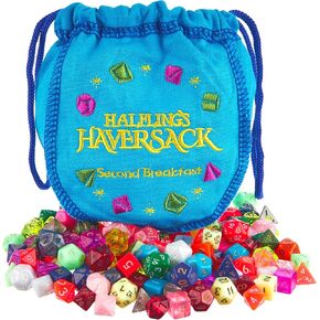 Wiz Dice Mini DND Dice Set - 140 Pieces Total (20 Sets of 7 Dice in Unique Colors) & Storage D&D Bag-Polyhedral Role Playing Dice - Perfect DND Accessories for TTRPG Dice - Hafling's Haversack in Kuwait