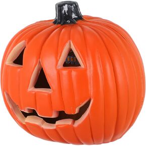 Housoutil Hollow Out Jack-o-Lantern Orange Decor Outdoor Plant LED Lanterns Halloween Pumpkin Table Light Artificial Glowing Pumpkins LED Halloween Pumpkin Light Plastic Orange Party Decor