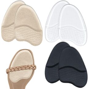 Beautulip Metatarsal Pads for Foot Pain Relief, Cushioning & Support - Anti-Sliding Pads for Open Toe Shoes - Comfortable Gel Inserts for Men & Women - 5-Pair(Clear+Beige+Black)