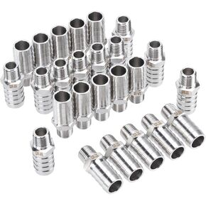LTWFITTING Bar Production Stainless Steel 316 Barb Fitting Coupler/Connector 5/8" Hose ID x 1/4" Male NPT Air Fuel Water (Pack of 25)
