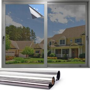 LEMON CLOUD One Way Window Privacy Film See Out Not in Mirror Tint for Home Reflective Window Film Sun Blocker Film Window Heat Control Anti-UV Self-Adhesive Static Cling (17.5 x 78.7 Inch, Black)