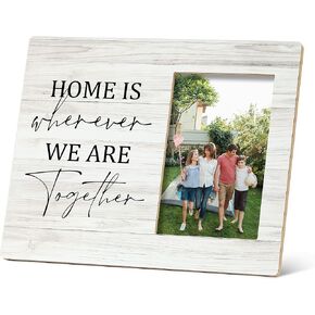 SRADMO Home is Wherever We are Together Picture Frame, Family Quotes 10×8 inch Wooden Tabletop Photo Frame for Women Men Family Members,Housewarming Gifts