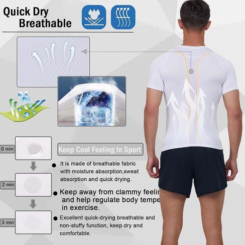 Men's Compression Shirt Short Sleeve Sports T-Shirt Training Shirt Elastic Quick-Drying Running Shirt in Saudi Arabia