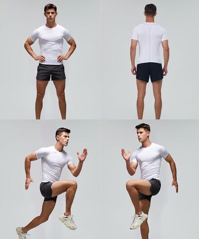 Men's Compression Shirt Short Sleeve Sports T-Shirt Training Shirt Elastic Quick-Drying Running Shirt in Saudi Arabia