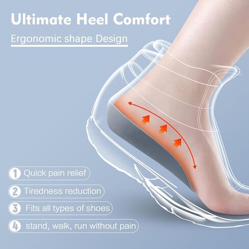 ضبان التهاب اللفافة الأخمصية، أكواب الكعب لتخفيف التهاب اللفافة الأخمصية وآلام الكعب، توفر حشوات الكعب الدعم للرجال والنساء (W8.5-12 | M7.5-11) in Kuwait