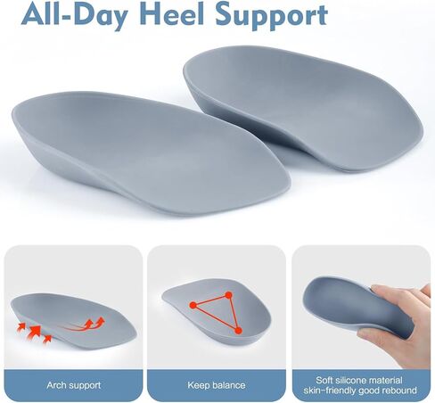 ضبان التهاب اللفافة الأخمصية، أكواب الكعب لتخفيف التهاب اللفافة الأخمصية وآلام الكعب، توفر حشوات الكعب الدعم للرجال والنساء (W8.5-12 | M7.5-11) in Kuwait