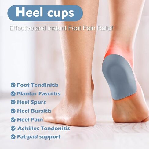 ضبان التهاب اللفافة الأخمصية، أكواب الكعب لتخفيف التهاب اللفافة الأخمصية وآلام الكعب، توفر حشوات الكعب الدعم للرجال والنساء (W8.5-12 | M7.5-11) in Kuwait