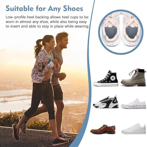 ضبان التهاب اللفافة الأخمصية، أكواب الكعب لتخفيف التهاب اللفافة الأخمصية وآلام الكعب، توفر حشوات الكعب الدعم للرجال والنساء (W8.5-12 | M7.5-11) in Kuwait