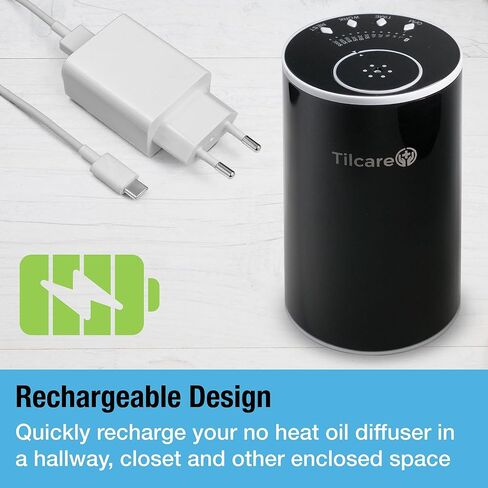 موزع روائح الزيوت العطرية نانو بدون ماء للعلاج العطري - موزع روائح عطرية للغرفة ومعطر السيارة بدون أسلاك، قابل لإعادة الشحن - موزع روائح عطرية وبخاخات علاجية للمنزل والسفر - أسود in Kuwait