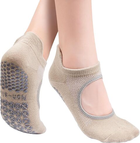 Non Slip Pilates Socks, Open Top Grip Yoga Socks for Women, Round Toe Yoga Slippers for Women in Saudi Arabia