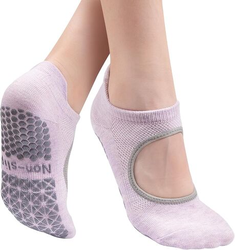 Non Slip Pilates Socks, Open Top Grip Yoga Socks for Women, Round Toe Yoga Slippers for Women in Saudi Arabia