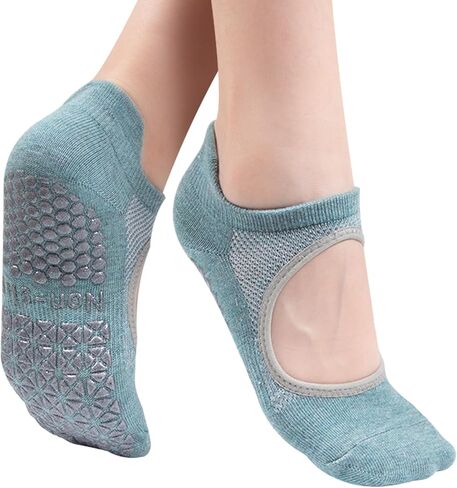 Non Slip Pilates Socks, Open Top Grip Yoga Socks for Women, Round Toe Yoga Slippers for Women in Saudi Arabia
